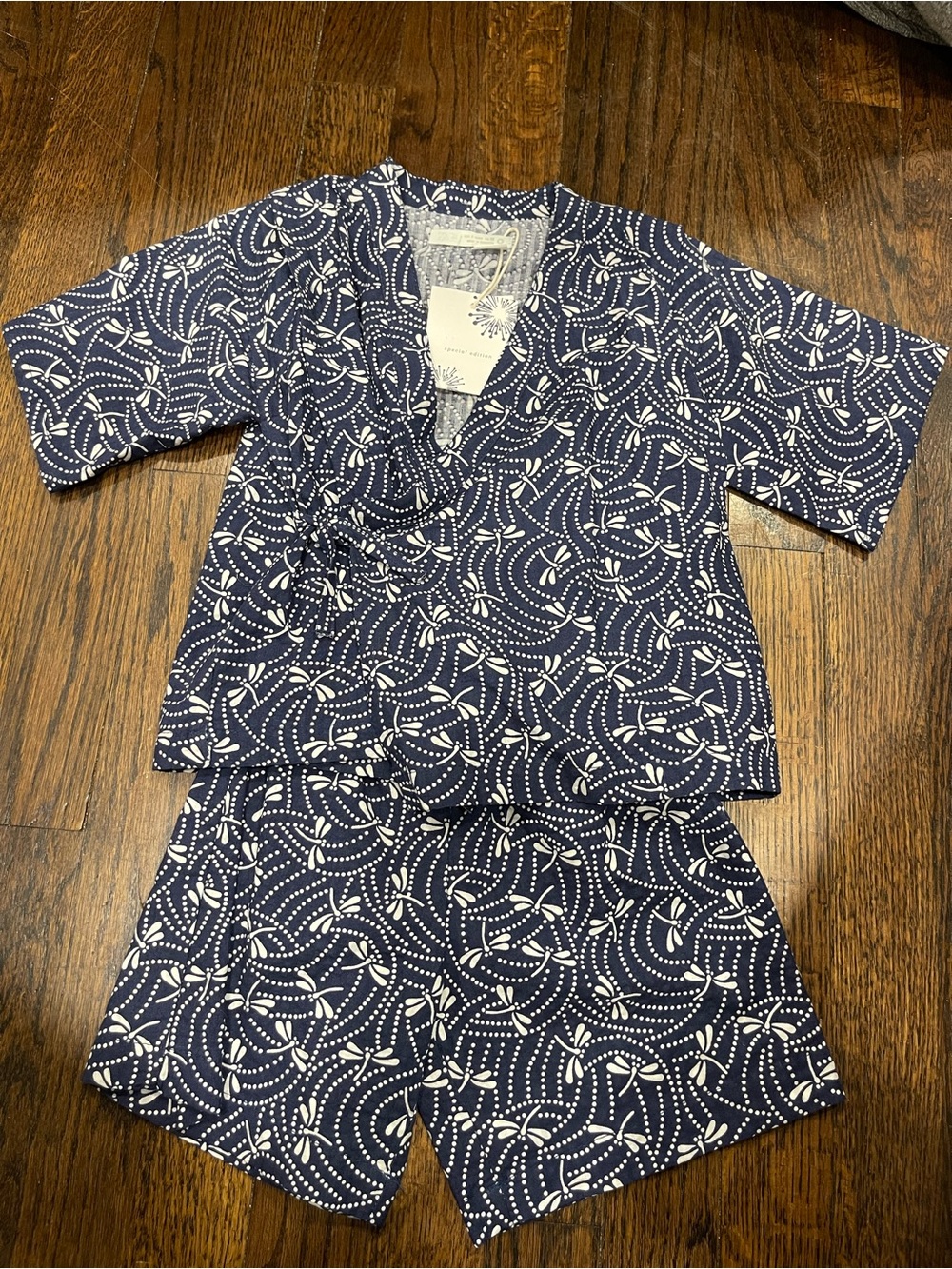 Zara Navy Blue Printed one piece Top & Shorts Set size 2